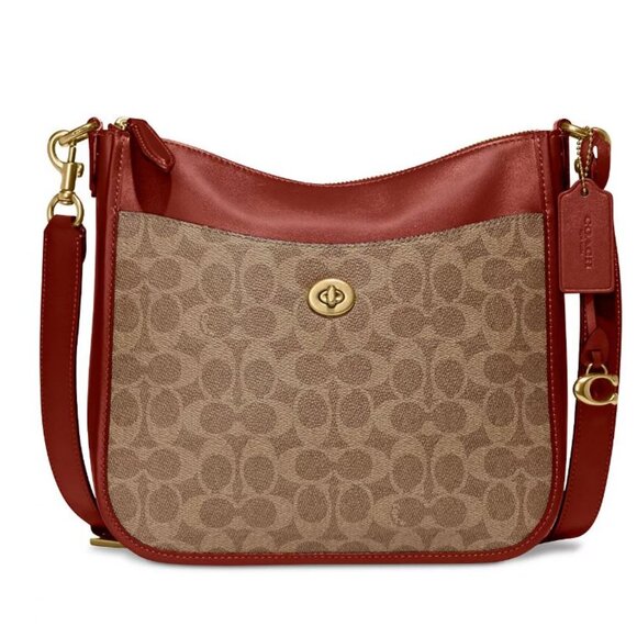 Coach Handbags - COACH Chaise logo coated canvas women's large crossbody bag purse - Rust/Brown